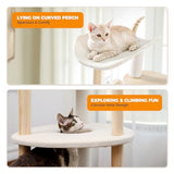 PETEPELA Cat Tree Cat Tower for Indoor Cats,5-Level Cat Play House Cat Activity Center with Scratching Posts Beige PETEPELA