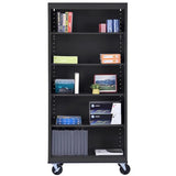 Sandusky Lee BM40361872-09 Mobile Bookcase with 4 Adjustable Shelves, Steel Rolling Bookshelf Storage Cabinet, 78"H, Black Sandusky