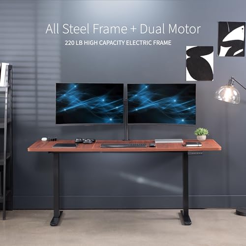VIVO Electric 71 x 30 in Dual Motor Standing Desk, Memory Height Adjustment, E2B Series, Dark Walnut Top Black Frame, DESK-KIT-E2B7D VIVO