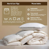 BPC Lightweight Organic Feather Down Comforter Queen Size, Hotel-Luxury Fluffy Duvet Insert with Cotton Cover and Puffy Feather Down Filling, for Summer/Hot Sleepers, Ivory White, 90x90 Inches BPC