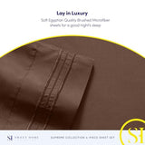 Queen Size Bed Sheets - Breathable Luxury Sheets with Full Elastic & Secure Corner Straps Built In - 1800 Supreme Collection Extra Soft Deep Pocket Bedding Set, Sheet Set, Queen, Brown Sweet Home Collection