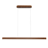 YISDESIGN 39" Wood Linear Pendant Light Modern LED Dimmable Ceiling Hanging Light Fixture Wood Linear Chandeliers 24w for Dining Room Kitchen Island Pool Table Bar Walnut Color (with Remote Control) YISDESIGN
