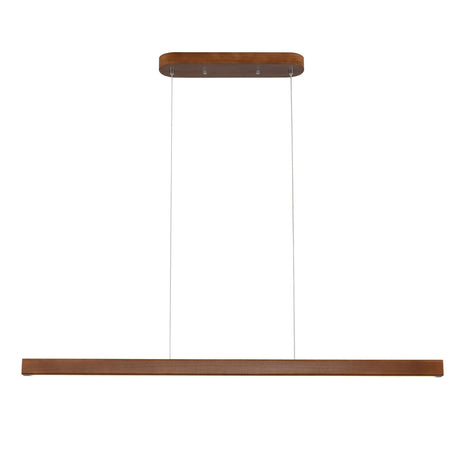 YISDESIGN 39" Wood Linear Pendant Light Modern LED Dimmable Ceiling Hanging Light Fixture Wood Linear Chandeliers 24w for Dining Room Kitchen Island Pool Table Bar Walnut Color (with Remote Control) YISDESIGN