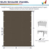 Windscreen4less 8’ x 16’ Universal Replacement Shade Cover Canopy for Pergola Patio Porch Privacy Shade Screen Panel with Grommets on 2 Sides Includes Weighted Rods Breathable UV Block Brown Windscreen4less