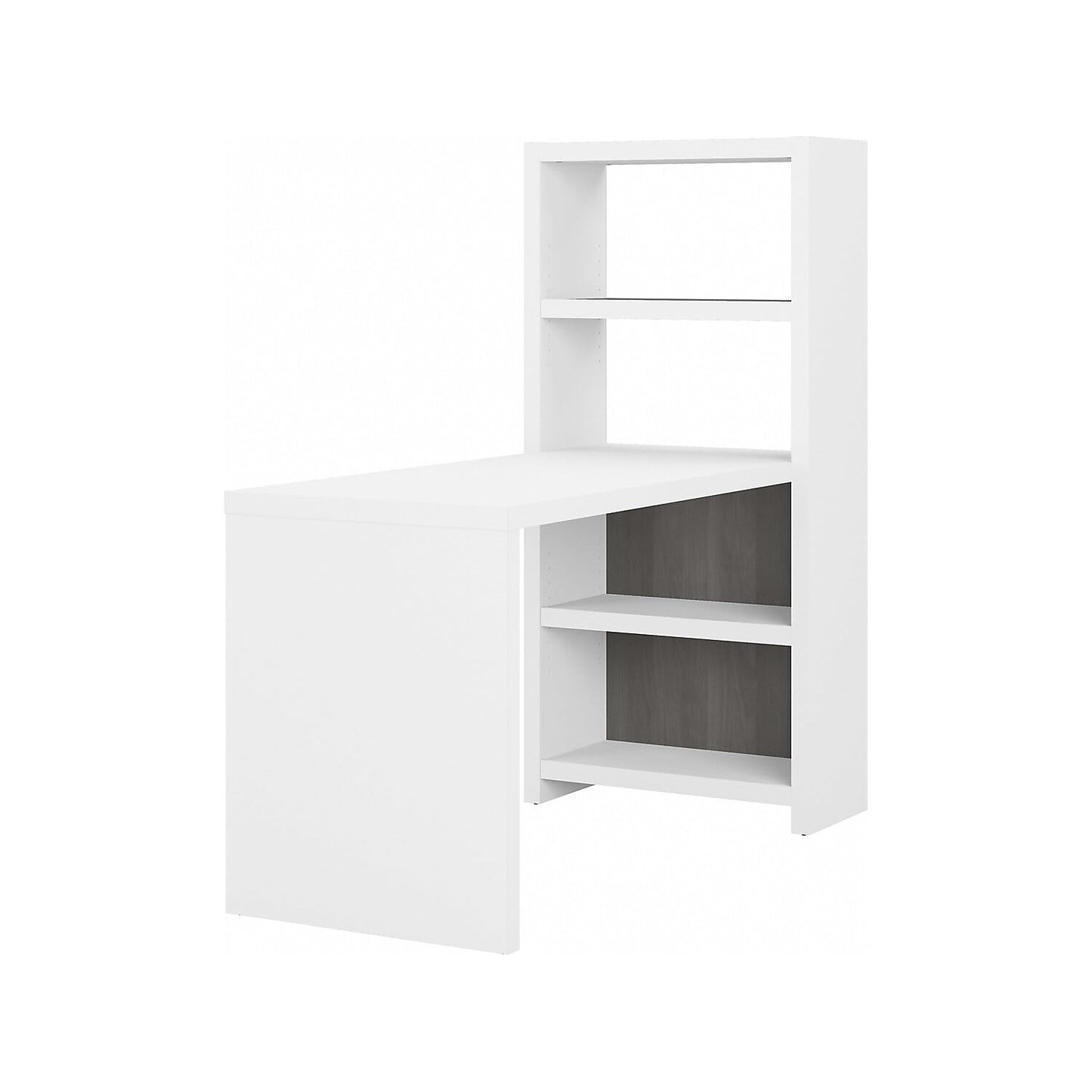 Office by kathy ireland Echo 4-Shelf 56-inch H Bookcase Desk, Pure White/Modern Gray (KI60507-03) - WoodArtSupply