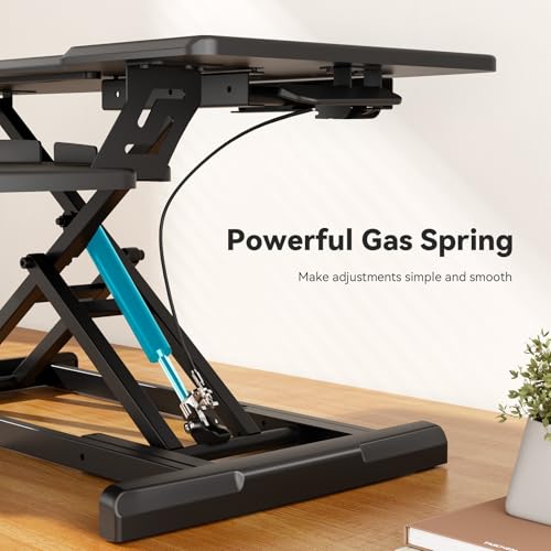 JYLH JOYSEEKER 35" Standing Desk Converter, Height Adjustable Desktop Riser with Keyboard Tray for Two Monitors, Sit to Stand up Computer Workstation for Home Office, Black JYLH JOYSEEKER
