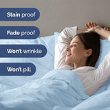 Duvet Cover Queen Size - Extra Soft Queen Size Duvet Cover - Lightweight & Breathable - Easy Care & Fade Free with Zipper Closures & Ties - 90" x 90" Inches - (Light Blue) Comforter Not Included CGK Unlimited