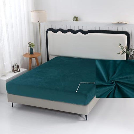 SDY Fleece Twin Fitted Sheet with Deep Pocket 15.7”，Microfiber Bottom Sheet Fit Mattress Up to 14”-16”,Green Fitted Sheet only Set 75”*39”，Wrinkle Free, Breathable Solid Sheet SDY