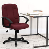 Flash Furniture Garver Mid-Back Burgundy Fabric Executive Swivel Office Chair with Nylon Arms Flash Furniture