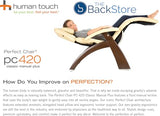 Perfect Chair Human Touch PC-420 Classic Manual Plus Zero Gravity Recliner, Black Vegan SoftHyde Vinyl, Extended Armrests, Solid Wood Stain Base (Walnut Wood Stain Base)