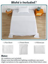 Extra Deep Pocket Twin Sheet Set for Air Mattress, 3 Piece Air Bed Sheets Set with 18-24 Inches Depth, Soft & Breathable Inflatable Bed Sheet Set with Flat Sheet, Fitted Sheet and Pillowcase, White Akicia