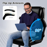 VENDORZ Big and Tall Office Chair, Ergonomic Leather Office Computer Desk Chair, Black Heavy Duty Office Chair with Flip-up Armrest, Comfortable High Back Home Chair 400 LBS with Lumbar Support VENDORZ