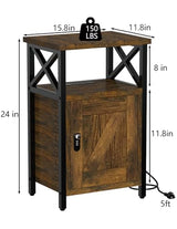 runjuly Wooden Nightstand with Lock, Bed Side Table with Drawers, Bedside Table with Charging Station, 3 USB & 2 Outlets, Night Stand with Storage, End Tables for Living Room, Bedroom, Dorm, Brown runjuly
