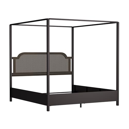 Hillsdale Melanie Wood and Metal King Canopy Bed with Low Footboard, Oiled Bronze Hillsdale