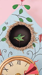 Enesco Allen Designs Birdhouse with Flowers Cuckoo Wall Clock - Battery Operated Pendulum Analog Clock, Stone Resin Decorative Clocks for Walls Home Decor Kitchen Clocks, 14.9 Inch Enesco