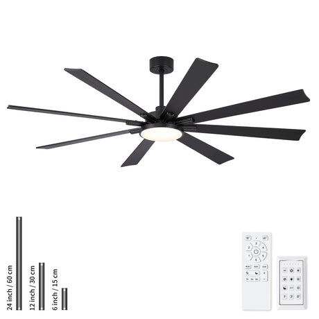 Large Ceiling Fan With Dimmable LED Light 8 Blades Remote Control, Reversible DC Motor HouseOfZazla