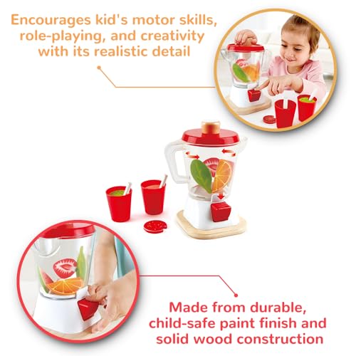 Hape Smoothie Blender | Multicolor Kitchen Smoothie Machine Play Set Complete with Cups & Straws, 9.44 Inch Hape