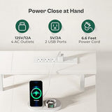 Huuger 55 Inch Computer Desk with Power Outlets and LED Lights, Gaming Desk with 4 Drawers, Office Desk with Monitor Stand, Study Desk Work Desk for Home Office, White Huuger