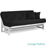 Nirvana Futons Arden Armless White Wood Futon Frame Only, Queen Size - Solid Hardwood Sofa Bed Frame Construction, Space Saving Design Ideal for Small Rooms and Dorms Nirvana Futons