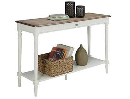 Convenience Concepts French Country Console Table with Drawer and Shelf, Driftwood/White