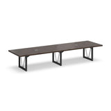 nbf signature series District 14' Conference Table Southern Walnut/Black Base | Industrial Design, Laminate Top, Cable Management, Grommet Covers, Solid Wood Frame nbf signature series