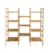 Natural Rattan Bamboo Handcrafted 4-Tier Bookcase with 11 Open Shelves Statra
