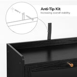 HOOBRO Pantry Cabinet with Charging Station, Kitchen Pantry Cabinet with LED Light and Storage Shelves, Kitchen Pantry with Acrylic Drawer Door for Kitchen, Dining Room, Black and Gold DB22UDPC01 HOOBRO