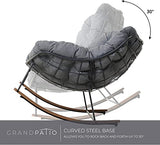 Grand patio Rocking Chair Outdoor, E-Coated Papasan Rocking Chair with Cushion, Outdoor Rocker Recliner Chair for Patio Porch Garden Backyard, Grey Grand patio