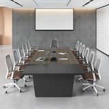 Anzhap 8FT Conference Table, Large Rectangular Seminar Meeting Table, Modern Conference Room Table with Cable Management & 2" Thickened Desktop for Office Meeting (Oak + Gray, 95" L * 47" W * 30" H) Anzhap