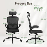 Furmax Ergonomic Office Chair Executive High Back Computer Desk Chair with 3D Headrest, Adjustable Lumbar Support Armrests for Home Office (Black) Furmax