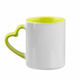MR.R Sublimation Blank Dishwasher Ceramic Mug,Blank Coated Cup,Sublimation Blank Mugs,Classic Cup with Yellow Color Inner Mug and Heart Handle,11oz,Set of 6 MR.R