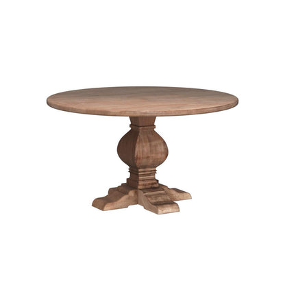 World Interiors Mango Wood Round Dining Table In Antique Oak - WoodArtSupply