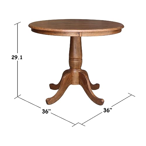IC International Concepts 36" Round Top Pedestal Table-29.1" Height Dining Table, Distressed Oak IC International Concepts