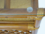 Borneo Compact Dining Set Colonial Color, Table with Glass Top + 2 Chairs with Cream Cushions, Handmade Natural Wicker Rattan Furniture Wickerix