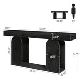 Tribesigns 70.9-Inch Extra Long Sofa Table, Farmhouse Console Tables with Wood Frame and Storage Shelf, 2-Tier Wood Table Behind Couch for Living Room, Hallway, Foyer, Black Tribesigns