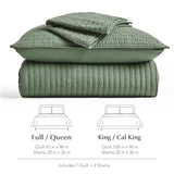 EVERGRACE Cross Stitch Pre-Washed Cotton Quilt Bedding Set King Size, Oversized 3 Pieces Lightweight Bedspread Coverlet for All Season, with 2 Matching Shams, Olive Green,108"x96" EVERGRACEHOME