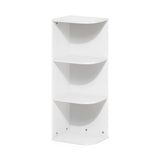 Furinno Pasir 3-Tier Corner Open Shelf Bookcase, White Furinno