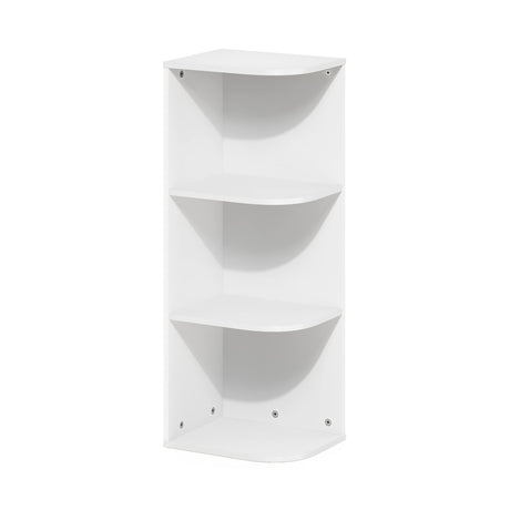 Furinno Pasir 3-Tier Corner Open Shelf Bookcase, White Furinno