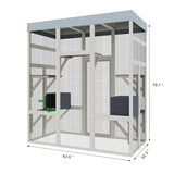 70.1" Gray Wooden Catio Outdoor Pet Enclosure - Spacious Secure Cat House with Waterproof Top, Black Rust-Proof Metal Wire & Small Animal Cage (Gray, 62.60x32.30x70.10) WoodArtSupply