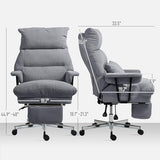 HOMCOM Large Overstuffed Office Chair with Lumbar Support, High Back Reclining Executive Corduroy Computer Desk Chair with Footrest, Swivel Wheels, Gray HOMCOM