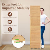 Bamboo Room Divider 8 Panel Wall Divider, 142'' W x 67'' H Folding Design with Extra Stable Base, 100% Bamboo Room Divider Screen for Room Separation, Chinese Room Partitions and Dividers Freestanding HOMSCREENER