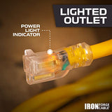Iron Forge Cable 10 Gauge Extension Cord 25 ft, 10/3 Heavy Duty Extension Cord Outdoor 3 Prong, Weatherproof Yellow Power Cable 15 AMP Great for Major Appliances, US Veteran Owned IRON FORGE CABLE