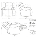 Pationate Oversized Rocker Recliner Chair,Power Swivel Recliner for Living Room,Overstuffed Extra Wide Rocking Recliners with Breathable Soft Fabric,Up to 350lbs (Power, White)