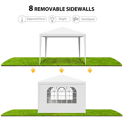 LEMY Party Tent,10'x10' Outdoor Gazebo Canopy Tent with Removable Sidewalls Windows,White Waterproof Heavy Duty Tent for Party,Wedding,Events,Beach,BBQ LEMY
