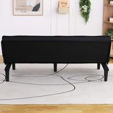 ODOLAR 66” Armless Corduroy Sofa Bed, 2-in-1 Convertible Sleeper Sofa with Tufted Back, Soft Skin-Friendly Fabric Small Futon for Apartments, Living Room, Bedroom (Black) ODOLAR