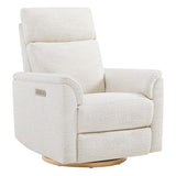 CHITA Power Swivel Glider for Adults with Nightlight, Nursery Recliner Chair with Power Headrest for Living Room, Bedroom, Water-Resistant Boucle Fabric, Boucle Fabric in Pearl