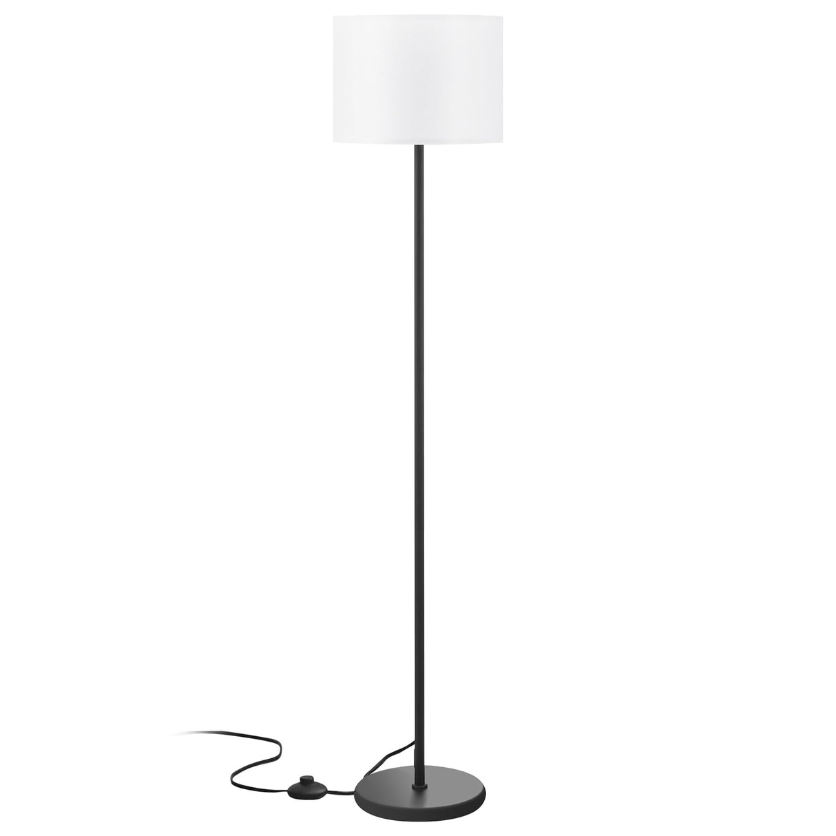 Modern Floor Lamp Simple Design with White Shade, Foot Pedal Switch, 60" Small Tall Lamps for Living Room Bedroom Office Dining Room Kitchen, Black Pole Lamp(Without Bulb) Ambimall
