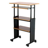 Safco 1929CY MUV Mobile Stand-Up Height-Adjustable Desk,Keyboard Storage, Steel Frame Construction, Durable Melamine Laminate Work Surface, 4 Wheels, Narrow Design Safco