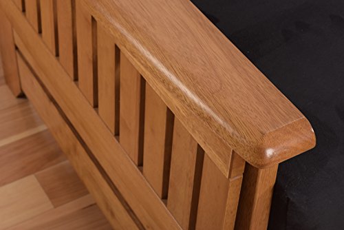 Kodiak Furniture Phoenix Full Size Futon in Butternut Finish with Storage Drawers, Linen Charcoal Kodiak Furniture