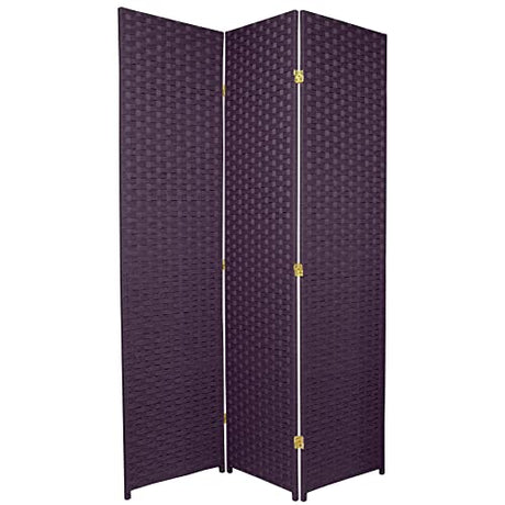 Red Lantern 6 ft. Tall Woven Fiber Room Divider - Special Edition - Deep Purple - 3 Panel Red Lantern